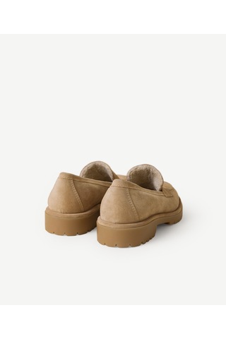 Yargıcı Kürklü Süet Loafer 26kkay4045x 209 Koyu Bej