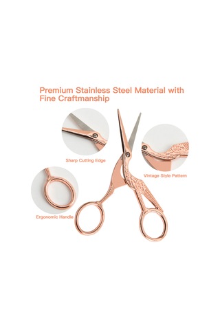 Fosenze Altın Renkli Paslanmaz Çelik Güvenli Makas - Ofis Ve Kırtasiye Kullanıma Uygun Bıçaklı Kesici Alet