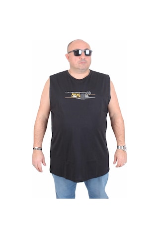 Starbattal Büyük Beden Baskılı Kolsuz Tişört Break Limits 25153 Sıyah Siyah