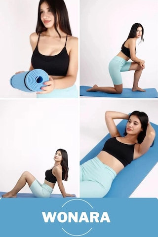 Pratik Taşıma Askılı Kaymaz Yüzeyli Çift Yönlü Fitness Yoga Matı Kamp Çadır Spor Minderi 150x50 Cm Çok Renkli