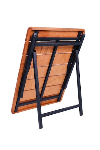 Alin Metal Katlanır Ahşap Kamp Ve Piknik Masası Kahverengi - Siyah