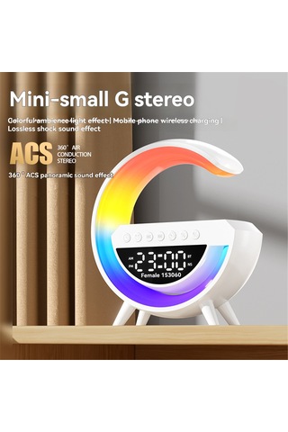 Padalink G3401 Mini Bluetooth Hoparlör - Kablosuz Şarj, Alarm Saat, Rgb Ambiyans Işığı Ve Çok Fonksiyonlu Ev Ve Seyahat Hoparlörü