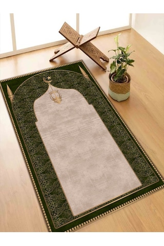 Seccade Diz Ağrıtmayan Yumuşak Halı Seccade Ve Namazlık Yeşil