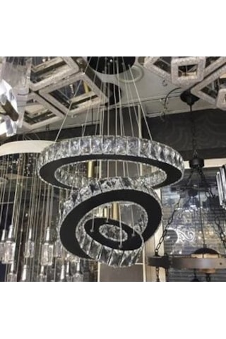 Ala Lighting Plaket Kristal Taş İşlemeli Krom Ayna Paslanmaz 3'lü Led Avize