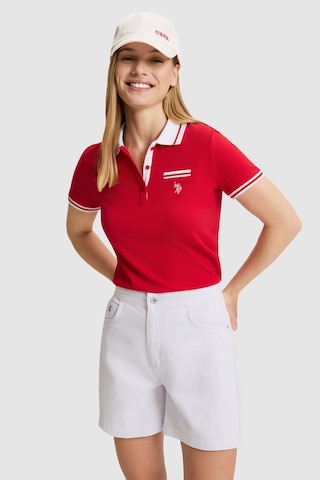 U.S. Polo Assn. Kadın Kırmızı Polo Yaka Basic Tişört 50323455-vr171 Basıc Kırmızı