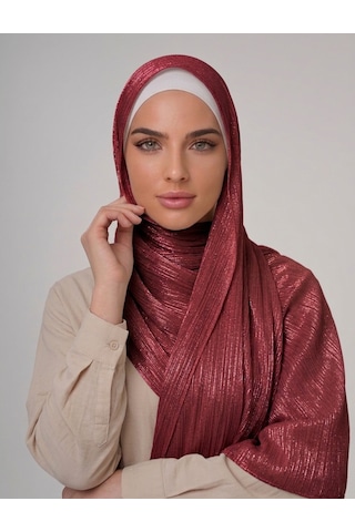 İpek Dükkanı Organza Shımmer Abiye Üzeri Parlak Şal Bordo