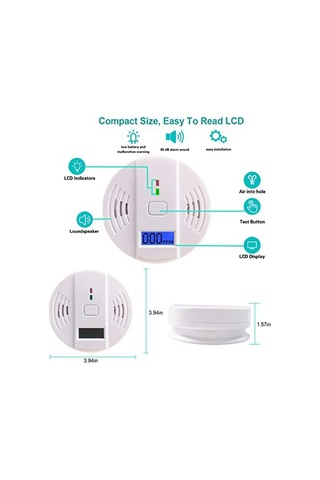 Anjiexun Karbon Monoksit Dedektörü, Karbon Monoksit Alarmı, 2 Adet
