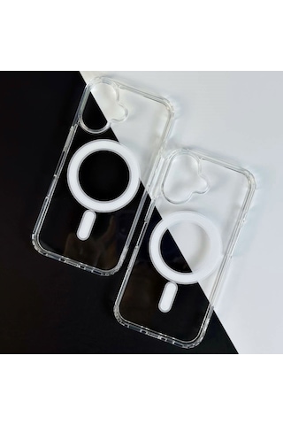 Apple iPhone 16 Uyumlu Magsafe Kablosuz Şarj Özellikli Şeffaf Kılıf
