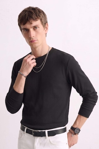 Barrels And Oıl Erkek Bisiklet Yaka İnterlok Sweatshirt - Siyah Siyah