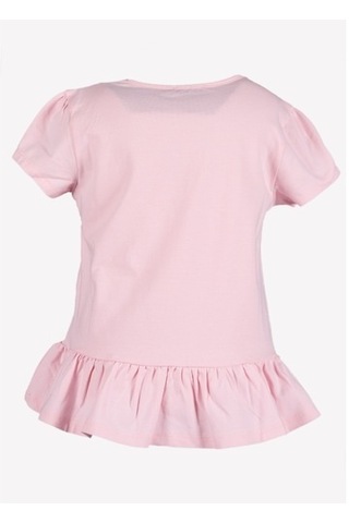Etek Ucu Fırfırlı Kız Çocuk Tunik -T-Shirt Pembe