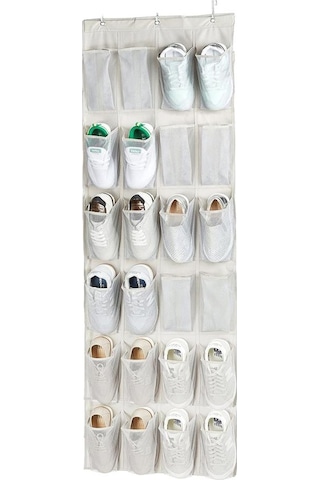 24 Cep Beyaz File Çok Amaçlı Kapı Arkası Organizatör Kıyafet Ve Ayakkabı Organizeri Beyaz