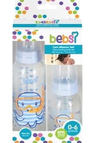 Bebsi Cam Biberon Seti Mavi 250 ML+125 ML