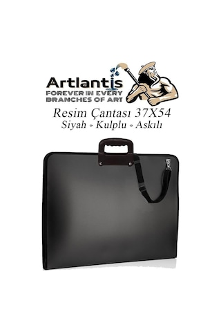 Siyah Resim Çantası Fermuarlı Kulplu 37x54 Cm 1 Adet Teknik Resim Dosya Çantası 35x50 Cm Askılı