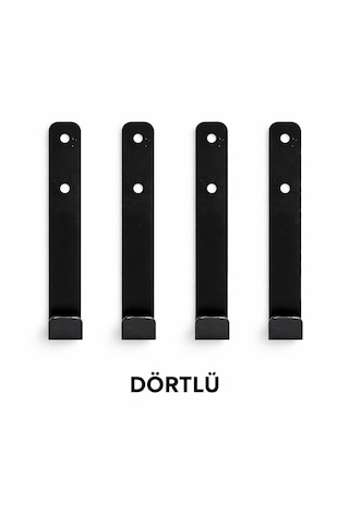 Metal Duvar Askısı Tekli Siyah - 4 Adet