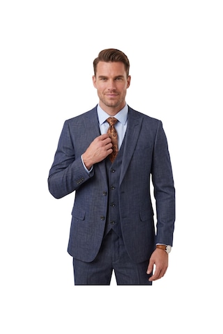 Deepsea Koyu Lacivert 3 Parça Slim Fit Yelekli Erkek Takım Elbise Çift Yırtmaçlı Modern Kesim 2601631