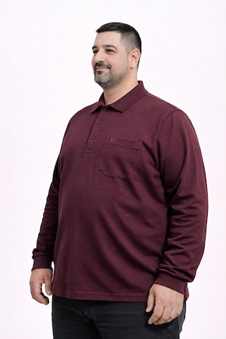 Classics Men Simenti Büyük Beden Erkek Polo Yaka Sweatshirt - 7565 Bordo