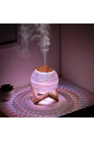 Techbloom Beyaz Crystal Ball Nemlendirici Renkli Gece Işığı Usb Güçlü Abs Malzeme Sessiz Çalışma Ev Ofis