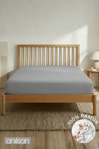 %100 Pamuklu Penye Lastikli Çarşaf Tek/çift Kişilik Fitted Jersey 30 Cm Köşe Yüksekliği Gri