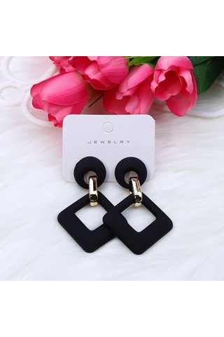 Siyah Opk, 2023'ün Yeniliği, 12 Renk, Kare Akrilik Çerçeveler, Kadınlar İçin Lüks Çok Renkli Geometrik Küpe, Takı Pd1488 Siyah