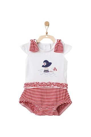 Andywawa Kız Bebek Omuzları Kırmızı Kurdelalı Tulum Ac21671R Kırmızı