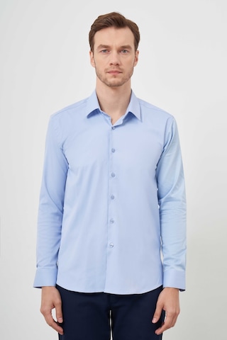 Morven Erkek A. Mavi Pamuk Düz Desen İtalyan Yaka Slim Fit Gömlek 24mc004091311 A. Mavi
