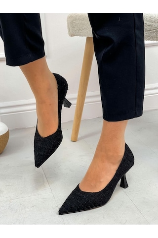 Ervanın Butiği Siyah Tüvit Freda Kadın Stiletto-3862
