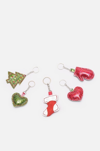 Hand Made Christmas Özel Hediyelik Kalp Yeşil &kırmızı Anahtarlık Gümüş
