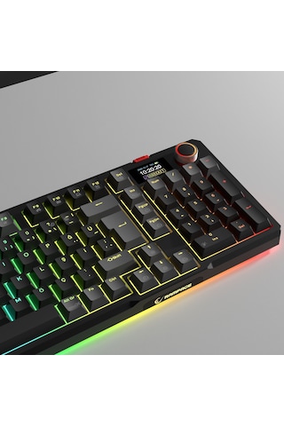 Loyal Pro Siyah/gri 3 Bt + 2.4 Ips Ekranlı Red Switch Rgb Mekanik Kablosuz Klavye