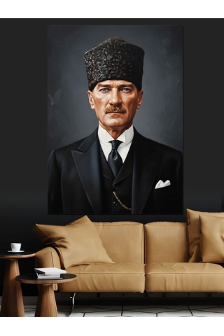 Ciddi Atatürk Portresi Tablosu Dekoratif Kanvas - Mdf Ahşap Tablo