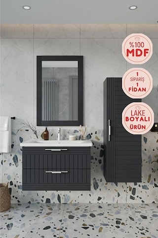 Erguvan Gümüş Kulp Lacivert Demonte 80 Cm Lavabolu Banyo Dolabı Ayna Lavabo Boy Dolabı Lacivert Erguvan Gümüş Kulp Lacivert Demonte 80 Cm Lavabolu Banyo Dolabı Ayna Lavabo Boy Dolabı Lacivert