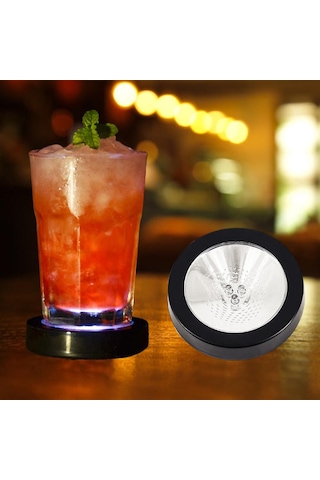 Suntek Işıklı Coaster Kokteyl Şişe Tabanı İçecekler Ev Usb Siyah