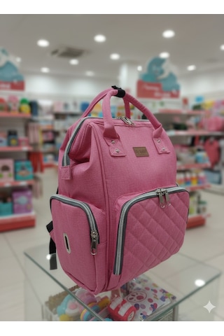 Newfull Anne Bebek Bakım Sırt Çantası-biberon Termos Gözlü Pembe