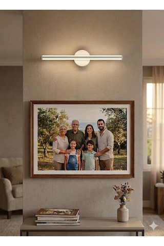 Teknozeel Modern Dekoratif Led Günışığı Duvar Ayna Resim Aplik Aydınlatma 38cm Eskitme Pil Dahildir Beyaz