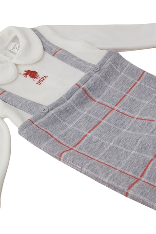 U.S. Polo Assn. Gri Melanj Kadife Bebek Tulum Kadife