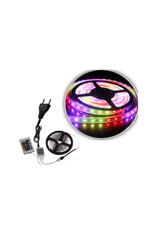 Rgb Şerit Led Kumanda Adaptör Tak Çalıştır 5 Metre Tek Çip Li