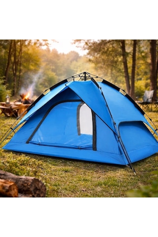 4 Kişilik Otomatik Kamp Çadırı Çift Katmanlı, Suya Dayanıklı, Hızlı Kurulum Outdoor Aile Ve Doğa Ç Çok Renkli