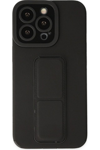 Apple, Uyumlu iPhone 13 Pro Kılıf Mega Standlı Silikon - Siyah