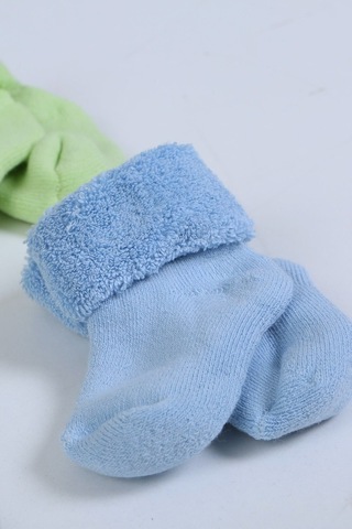 %100 Pamuklu 6'lı Yenidoğan Havlu Kışlık Bebek Çorap Mavi
