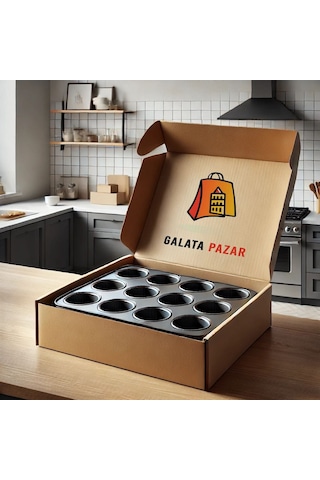 12'li Muffin Cupcake Kalıbı Siyah