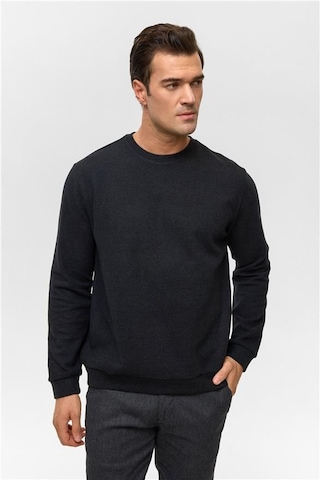 SÜVARİ Siyah Regular Düz Bisiklet Yaka Sweatshirt Siyah