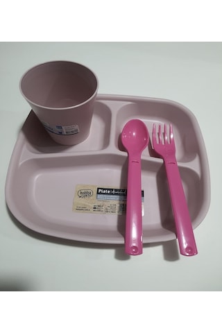 Reis Kahvaltı Tabağı 3 Bölmeli Mama Tabağı Tabldot Ve Bardak Ve Catal Kaşık