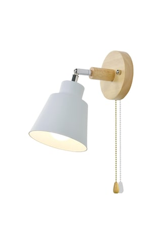 Moveevo Beyaz Ahşap Perde Anahtarlı Duvar Lambası - Kuzey Avrupa Stili - Oturma Odası/mutfak Dekorasyonu - 10cm Taban - E27 Kaynak Hariç Diğer