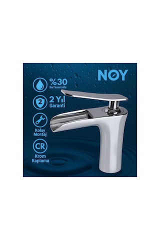 Lavabo Bataryası Krom Tek Kollu Su Tasarruflu Musluk Şelale Model Şık Tasarım Krom