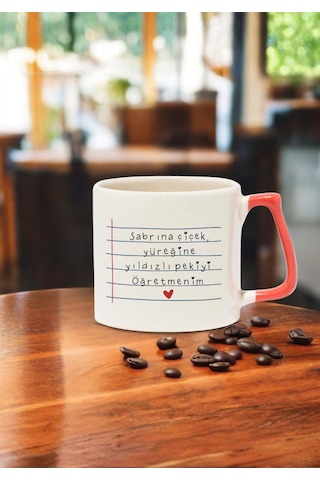 Öğretmenler Günü Kişiye Özel Renkli Kulplu Öğretmen Kupası Pembe