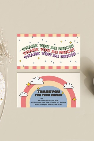 İngilizce Thank You Çift Yön Paketleme Teşekkür Kartı Pytktskk31