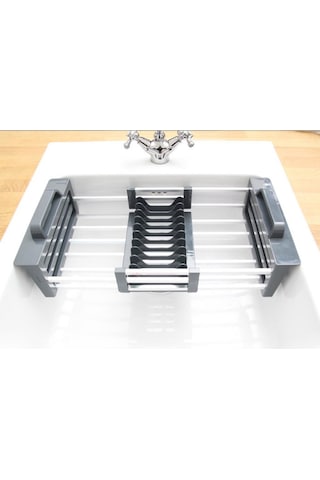 Primanova Bianka Genişletilebilir Lavabo Üstü Alüminyum Bulaşık S Gri