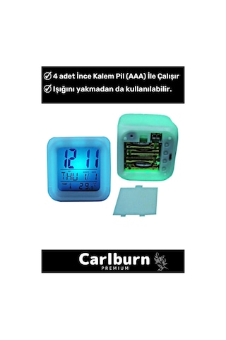 Saat Dijital Led Işıklı Alarm Termometre Takvim Masa Gece Lambası Renk Değiştiren Küp Saat Çok Renkli