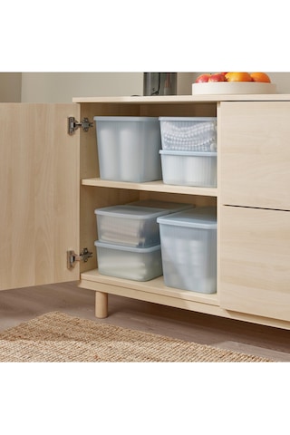 Ikea Rykta Kapaklı Kutu Şeffaf Gri-mavi 18 X 24 X 12 Cm/3.5 Lt Saklama Kutusu Açık Mavi