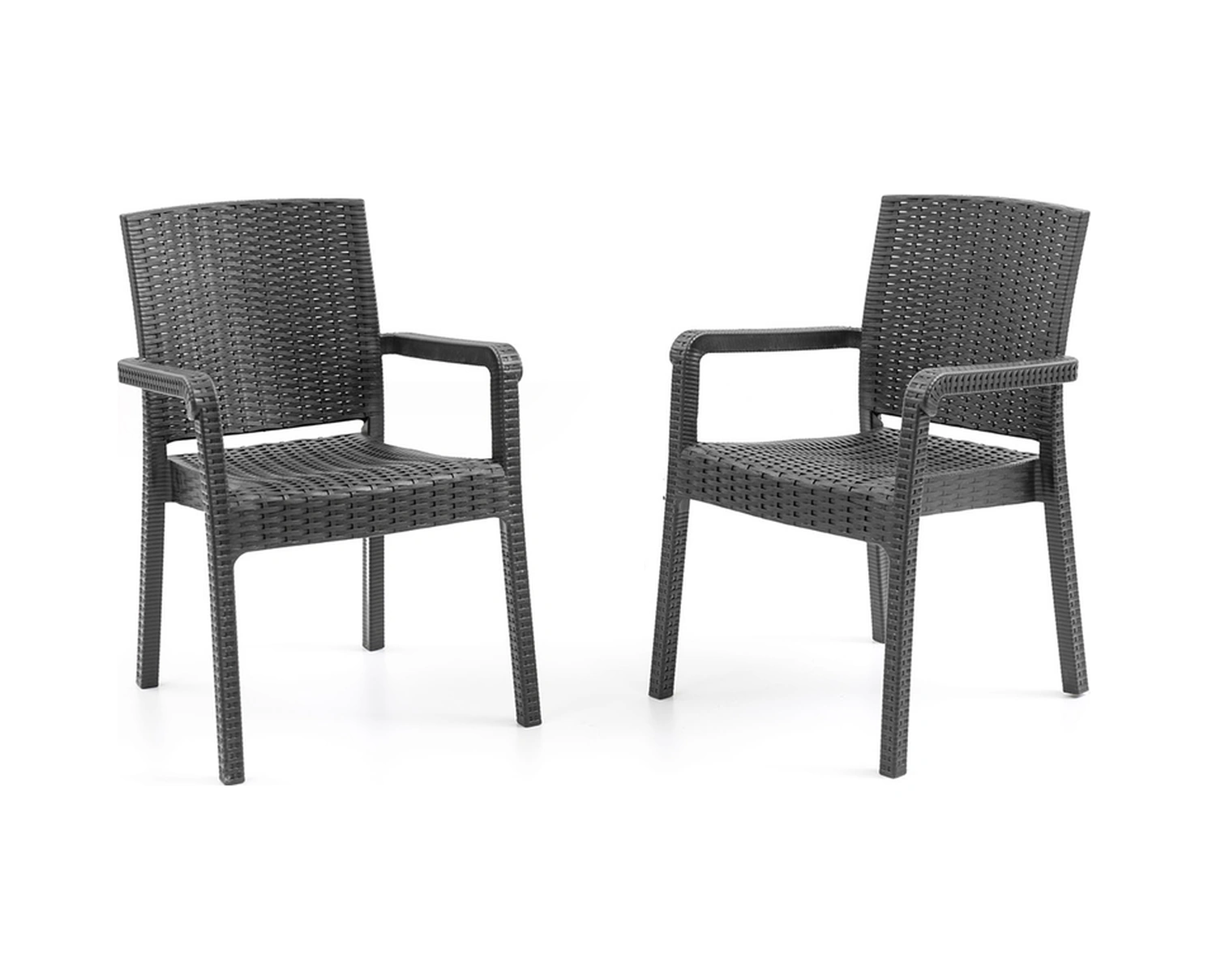 King 2'li Rattan Sandalye Siyah Siyah