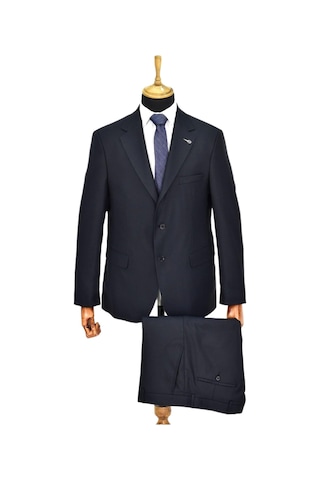 Suitmen Erkek Lacivert Armürlü 4 Drop Çift Yırtmaçlı Takım Elbise Bgl-st04567 Lacivert